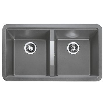 Rangemaster Paragon Igneous Granite Croma Grey Undermount Kitchen Sink 824 x 481mm - Two Bowl