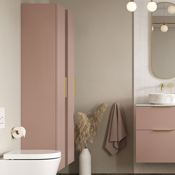 Joseph Miles Hobart Wall Hung Matt Antique Rose Tall Bathroom Unit 350 x 1600mm - Single Door