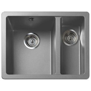 Rangemaster Paragon Dove Grey Finish Igneous Granite Kitchen Sink 550 x 430mm - 1.5 Bowl