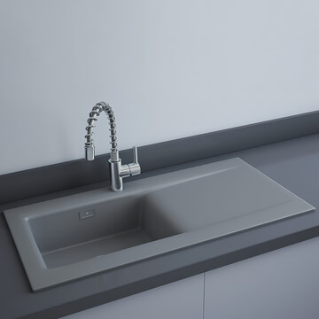 RAK Dream-2 Fireclay Matt Grey Kitchen Sink with Drainer 1010 x 510mm - One Bowl