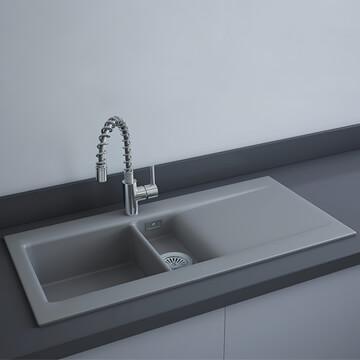 RAK Dream-2 Matt Grey Fireclay Inset Kitchen Sink 1010 x 510mm - 1.5 Bowl
