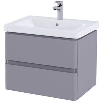 RAK Resort Handle-Less Wall Hung Vanity Unit with Basin - 650 x 500mm - 2 Drawers - Image