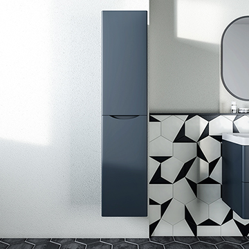 QS Basics Palermo Wall Hung Shadow Grey Tall Column Storage Unit 330 x 1450mm - Two Door