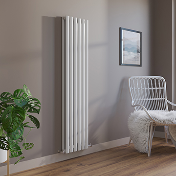 QS Basics Cosy Tubular Column White Radiator 354 x 1500mm - Steel - Double Panel