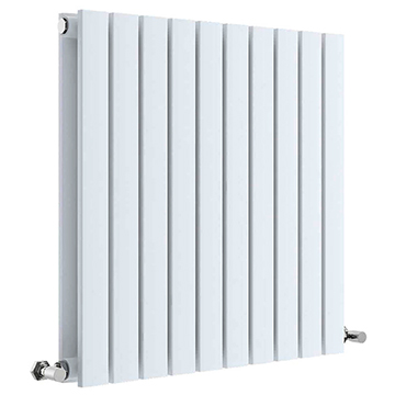 QS Basics Elegant Horizontal Flat Bar White Radiator 600mm High - Double Panel