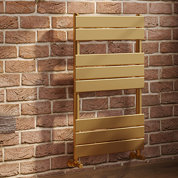 QS Basics Plaza Flat Panel Brushed Brass Designer Towel Rail 500 x 840mm - Steel