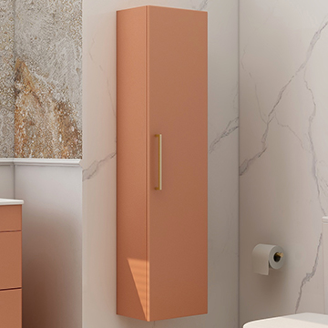 Imex Ivan Wall Hung Terracota Tall Bathroom Unit with Handle 300 x 1200mm - Single Door