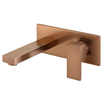 Vado Individual Notion Brushed Bronze Basin Mixer Tap with Backplate - Flat Handle