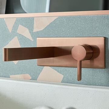 Vado Individual Edit 2 Hole Brushed Bronze Basin Mixer Tap with Backplate and Slim Spout