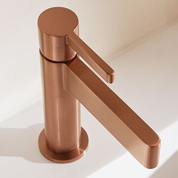Vado Individual Edit Monobloc Brushed Bronze Basin Mixer Tap with Slim Spout - Stick Handle