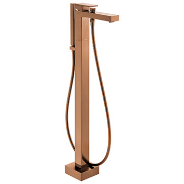 Vado Individual Notion Floor Standing Brushed Bronze Bath Shower Mixer Tap With Kit