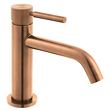 Vado Individual Origins Monobloc Brushed Bronze Basin Mixer Tap - Knurled Stick Handle