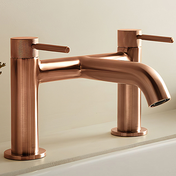 Vado Individual Origins Brushed Bronze Bridge Bath Mixer Tap - Stick Handles