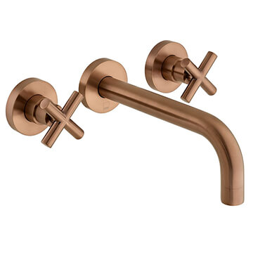 Vado Individual Elements 3 Hole Brushed Bronze Traditional Basin Mixer Tap - Crosshead Handles