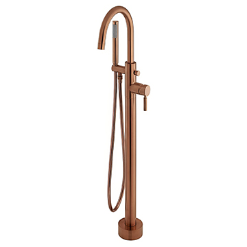 Vado Individual Origins Round Floorstanding Curved Brushed Bronze Bath Shower Mixer Tap