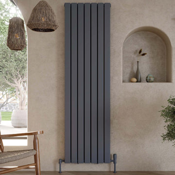 Joseph Miles Bravo Vertical Contemporary Flat Bar Anthracite Radiator - 476 x 1800mm