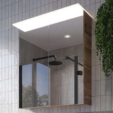 Saneux Austen Wall Hung Illuminated Mirror Cabinet - 2 Door - 600 x 700mm