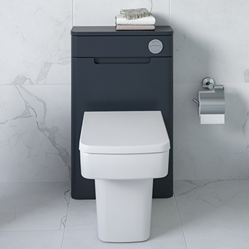QS Basics Monzano Back-To-Wall Curved Shadow Grey WC Unit - 500 x 800mm