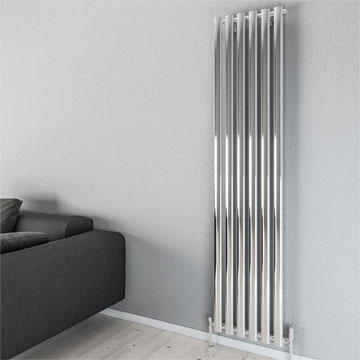 Aqua Edition Moda Tubular Column Chrome Finish Radiator 1800mm High - Mild Steel