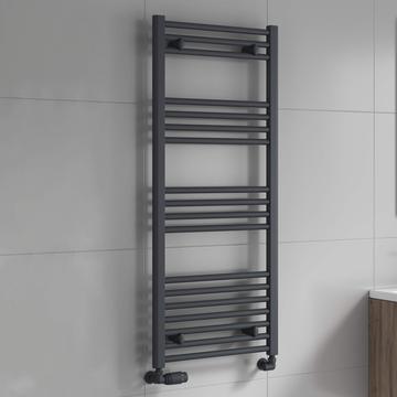 Reina Capo Straight Heated Anthracite Towel Rail 600mm Wide - Steel