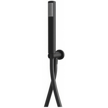 Roper Rhodes Round Black Microphone Shower Handset with Hose and Wall Outlet