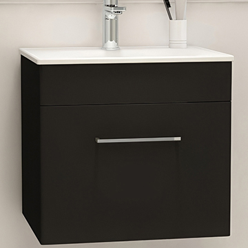 IMEX Ivan Wall Hung Contemporary Matt Black Vanity Unit - 1 Drawer