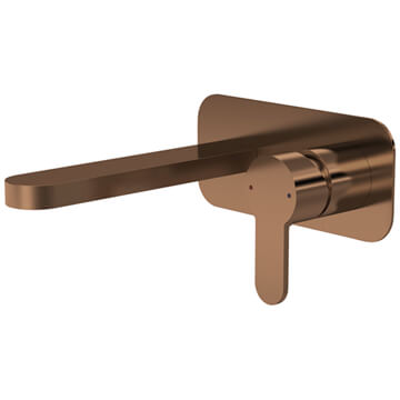 Nuie Arvan Contemporary 2 Hole Brushed Bronze Basin Mixer Tap - Flat Handle
