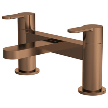 Nuie Arvan Contemporary Brushed Bronze Bridge Bath Filler Tap - Flat Lever Handles