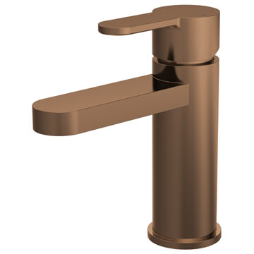 Nuie Arvan Monobloc Brushed Bronze Basin Mixer Tap with Push Button Waste - Flat Handle