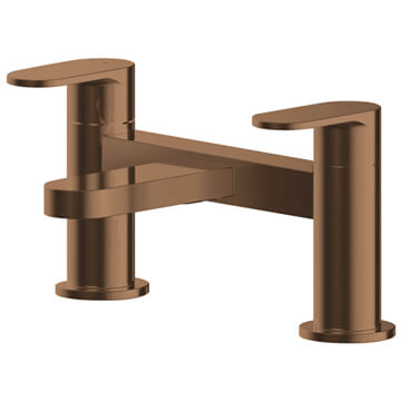 Nuie Binsey Deck Mounted Dual Lever Bath Filler Tap Brushed Bronze