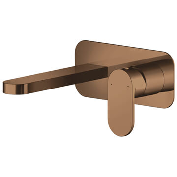Nuie Binsey 2 Hole Brushed Bronze Basin Mixer Tap with Backplate - Flat Handle