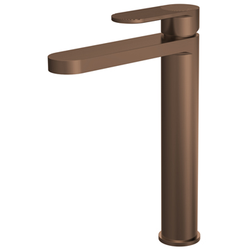 Nuie Cyprus Brushed Bronze Tall Monobloc Basin Mixer Tap with Fluted Accent Handle 290mm High