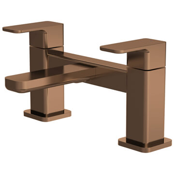 Nuie Windon Deck Mounted Brushed Bronze Bath Filler Tap - Flat Lever Handles