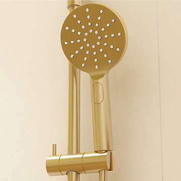 Imex Ravine Round Brushed Brass Shower Handset 120 x 265mm - Multi-Spray Modes