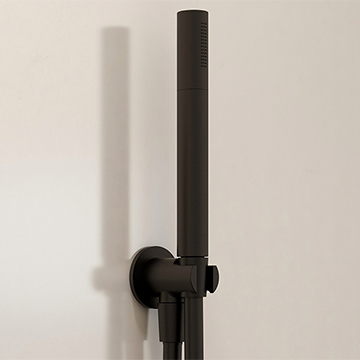 Imex Levo Matt Black Finish Round Shower Handset 25 x 190mm - Single Spray Pattern