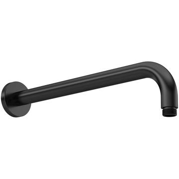 Nuie Contemporary Round Matt Black Shower Arm - Wall Mounted - 400mm Projection