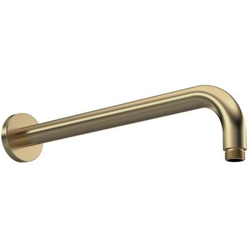 Nuie Contemporary Round Brushed Brass Shower Arm - Wall Mounted - 400mm Projection