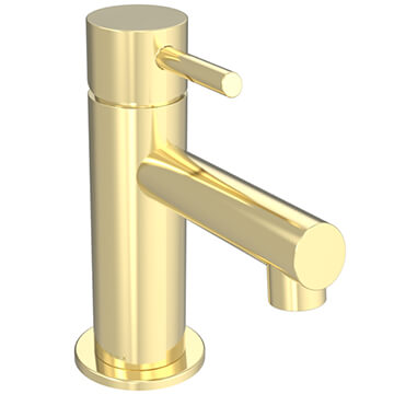 Saneux Cos Contemporary Brushed Brass Mini Basin Mixer Tap - Stick Handle - Deck Mounted