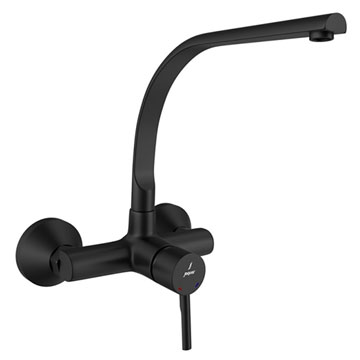 Jaquar Florentine Prime Matt Black Kitchen Sink Mixer Tap - Swivel Spout and Stick Handle