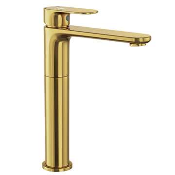 Jaquar Opal Prime Bright Gold High Neck Basin Mixer Tap - 265mm High - Lever Handle