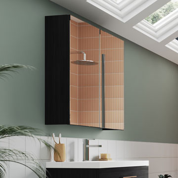 Hudson Reed Fusion 600mm Double Door 50-50 Compact Mirror Cabinet - OFF117