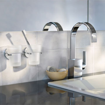 Smedbo House Brass Holder and Frosted Glass Tumbler - 98mm