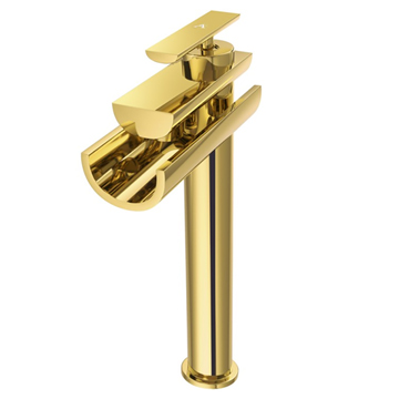 Jaquar Artize Confluence High Neck Gold Bright Basin Mixer Tap with Open Spout