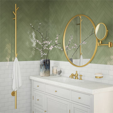 Smedbo Dry Electric Towel Tree - 120 x 1720mm - Brushed Brass