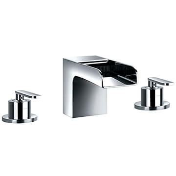 Flova Cascade Contemporary Chrome 3-Hole Bath Mixer Tap with Waterfall Spout - Lever Handle