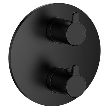 Flova Moonlight Concealed Matt Black SmartBox Round Finishing Set - Short Lever Handle