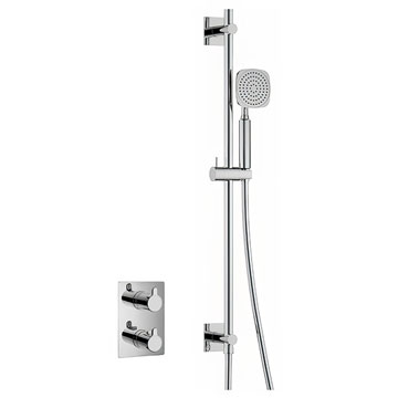 Flova Moonlight Concealed Square Thermostatic Shower Valve with Slider Rail and Hand Shower