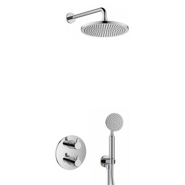 Flova Moonlight Concealed Round Thermostatic Shower Valve with Showerhead and Handheld