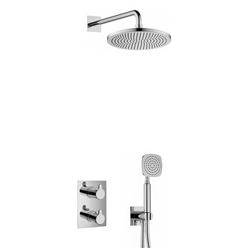Flova Moonlight Concealed Square Thermostatic Shower Valve with Showerhead and Handheld