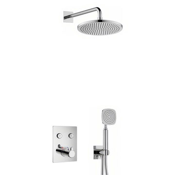 Flova Moonlight GoClick Square Thermostatic Shower Valve with Showerhead and Handset